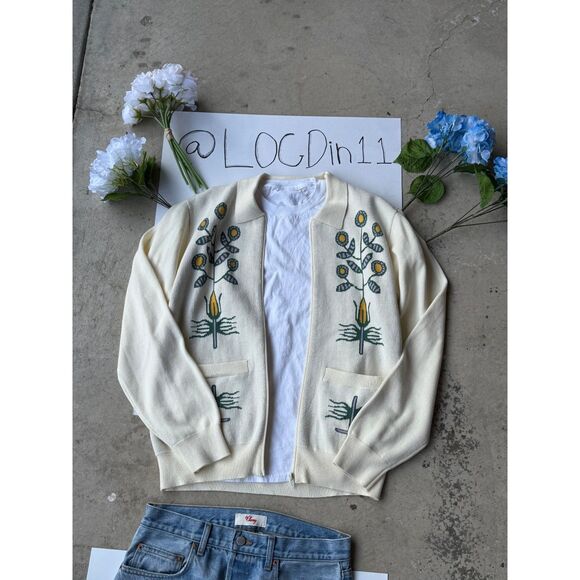 Obey Other - Obey Floral Embroidered Knit Cardigan - Cream